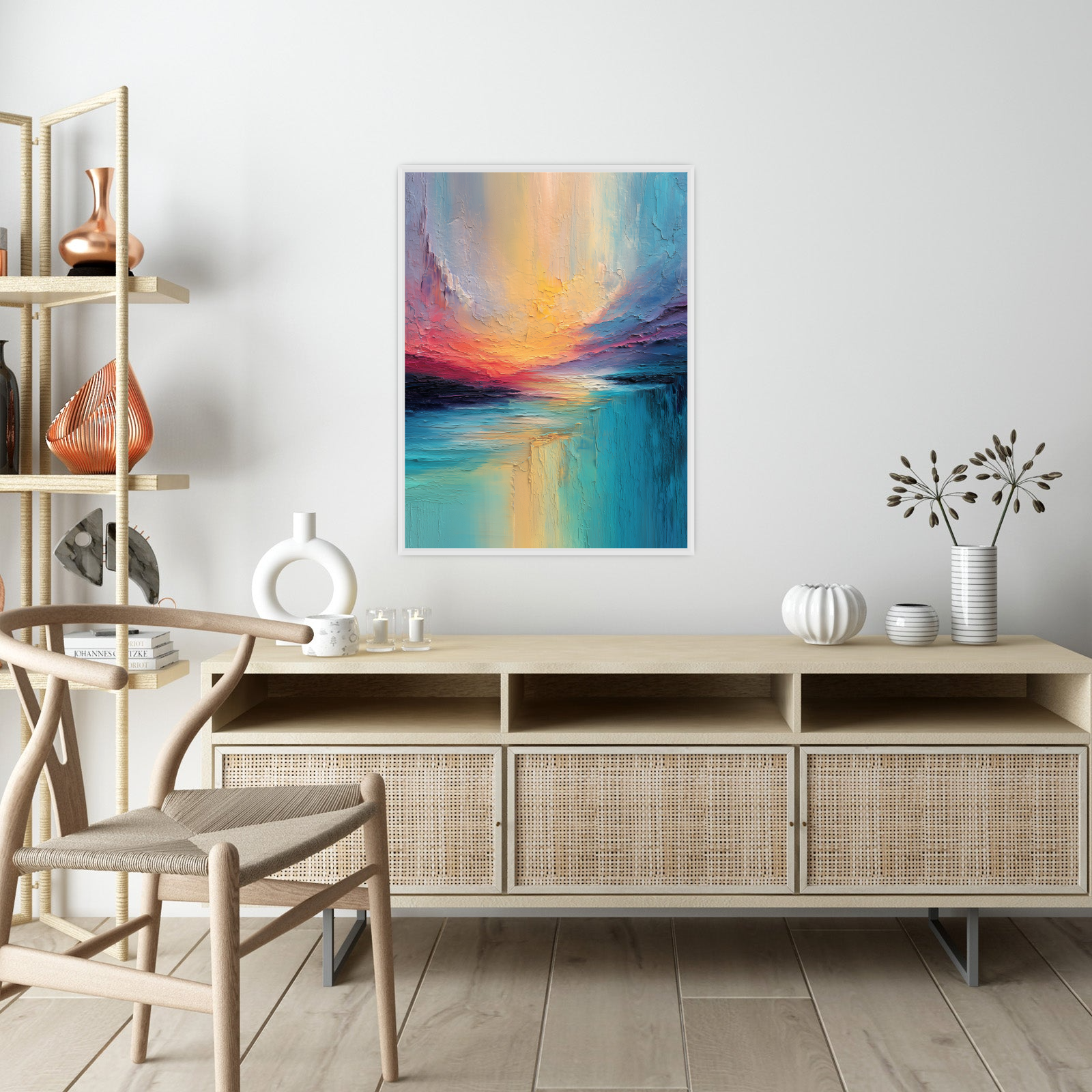 Textured Sunset Landscape – Abstract Coastal Painting