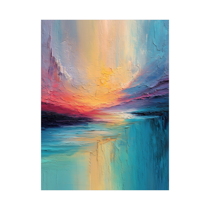 Textured Sunset Landscape – Abstract Coastal Painting