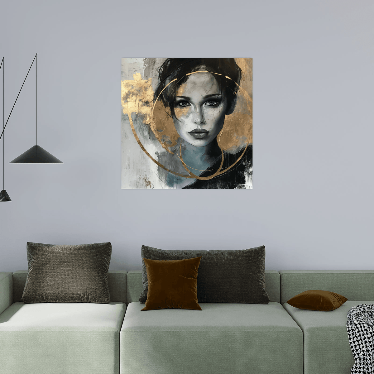 The lady in gold circle - ArtDeco Canvas