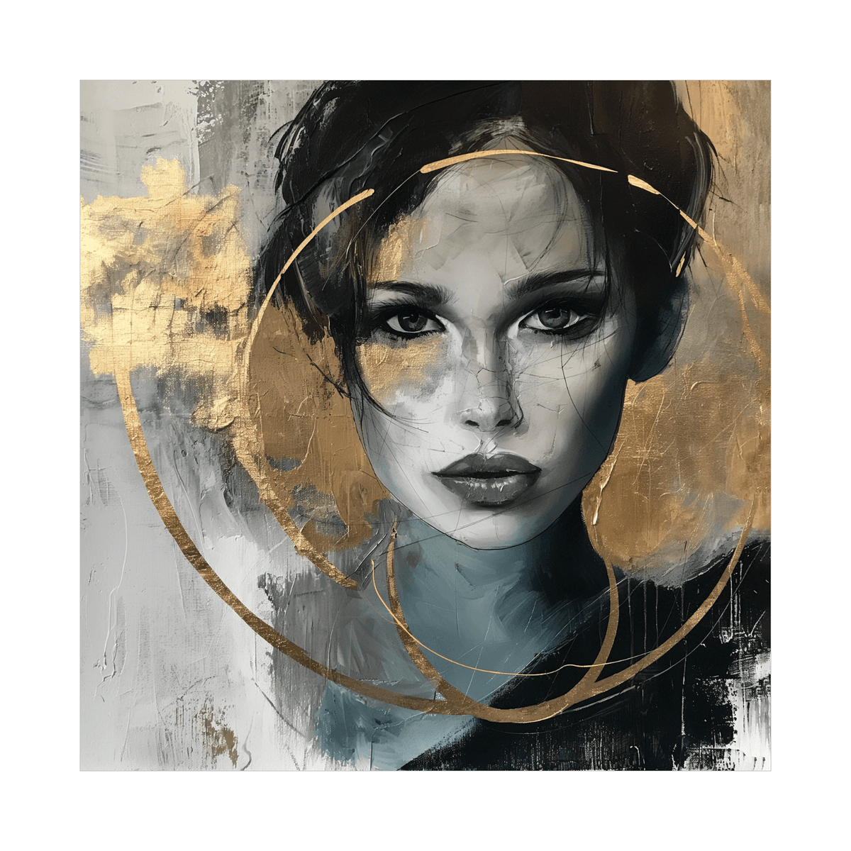 The lady in gold circle - ArtDeco Canvas