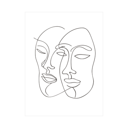 The masks line drawing - ArtDeco Canvas