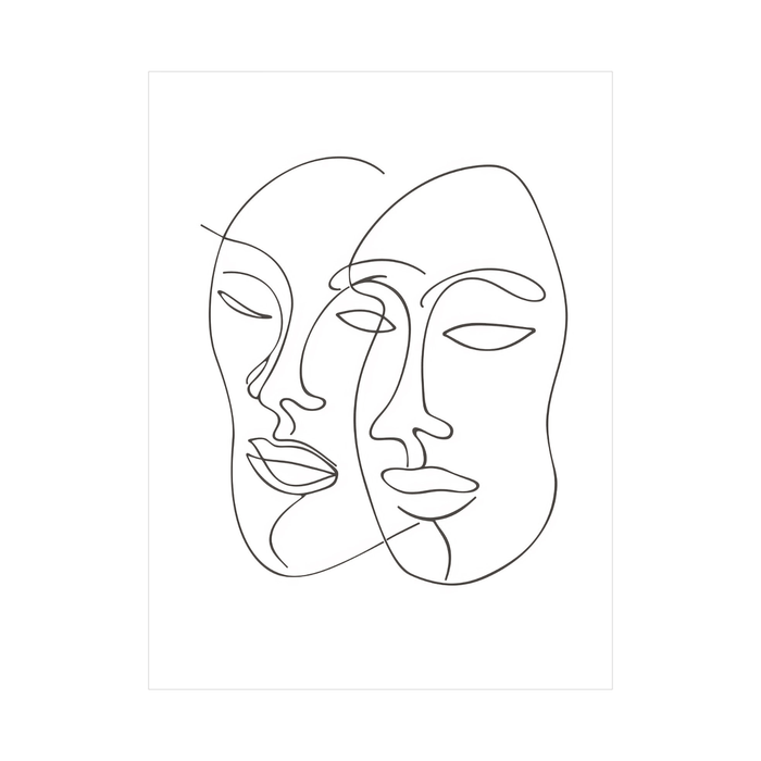 The masks line drawing - ArtDeco Canvas