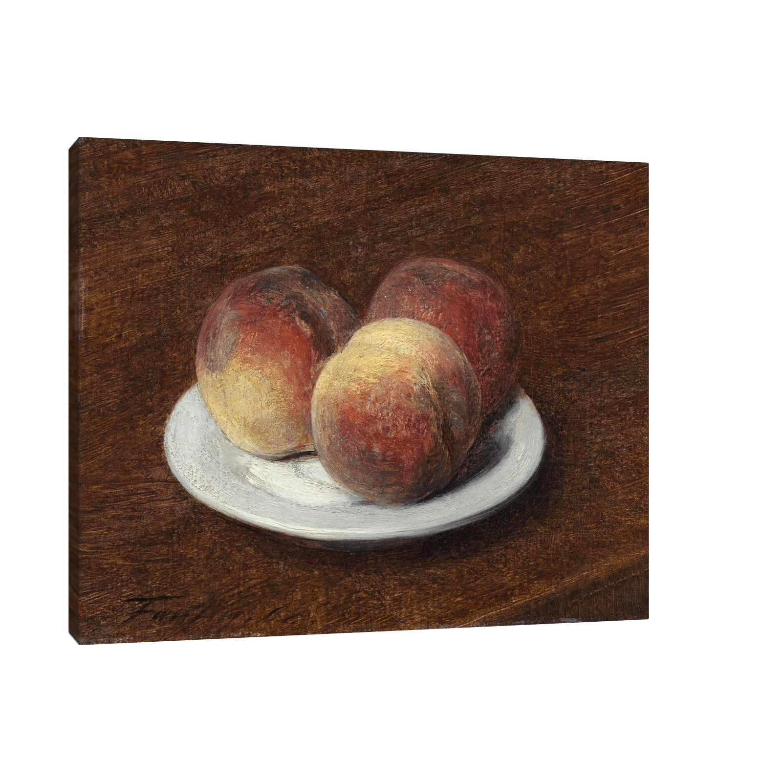Three Peaches on a Plate, Henri Fantin-Latour - ArtDeco Canvas