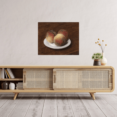 Three Peaches on a Plate, Henri Fantin-Latour - ArtDeco Canvas