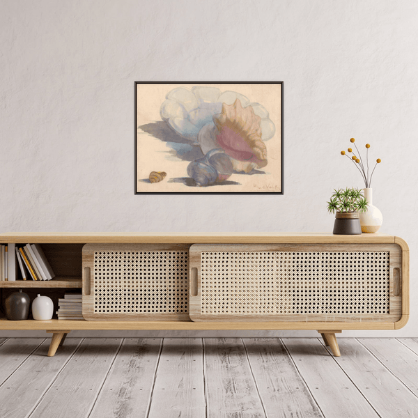 Three shells with a Delft folding dish, Maurits van der Valk - ArtDeco Canvas