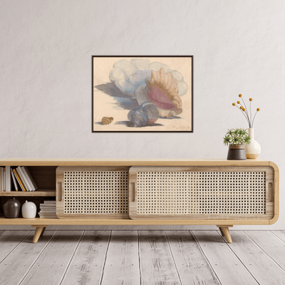 Three shells with a Delft folding dish, Maurits van der Valk - ArtDeco Canvas