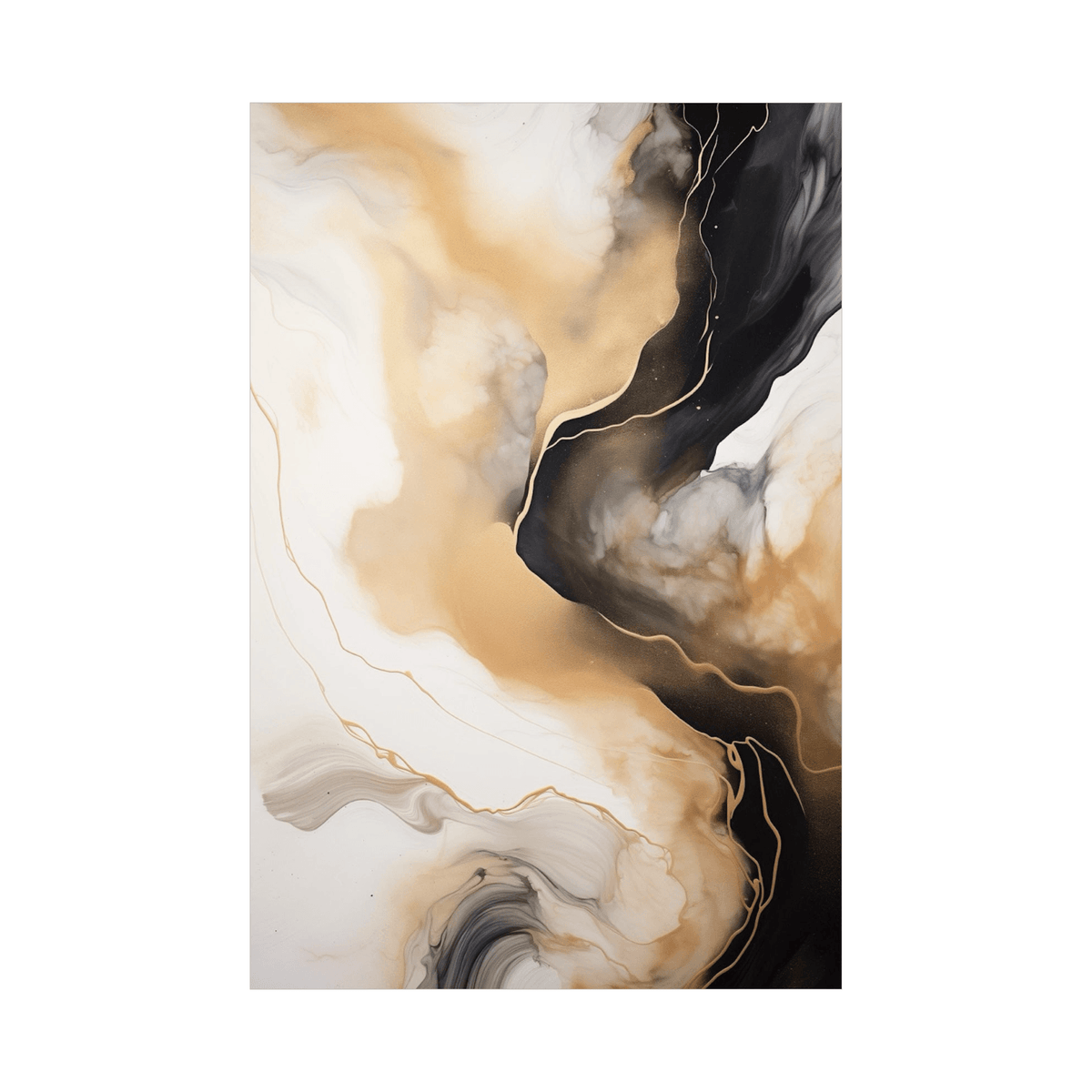 Timeless flow in black and gold - ArtDeco Canvas