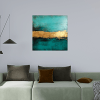 Turquoise Pattern with Golden Pulse - ArtDeco Canvas