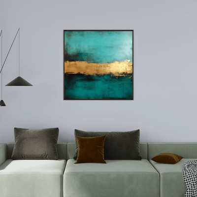 Turquoise Pattern with Golden Pulse - ArtDeco Canvas