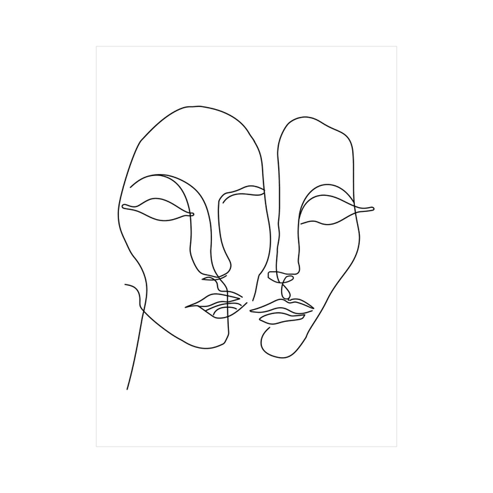 Two faces line drawing - ArtDeco Canvas