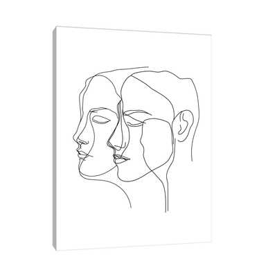 Two heads line drawing - ArtDeco Canvas