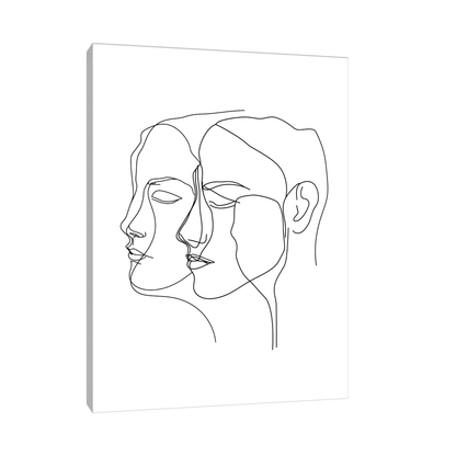 Two heads line drawing - ArtDeco Canvas