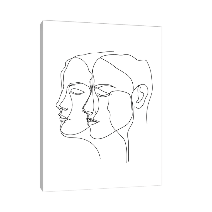 Two heads line drawing - ArtDeco Canvas