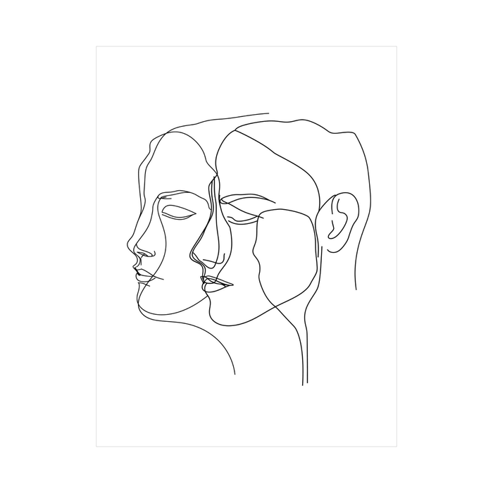 Two heads line drawing - ArtDeco Canvas