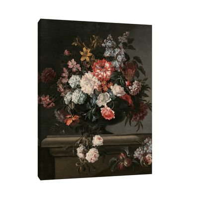 Vase de fleurs et fruits sur un entablement, Jean-Baptiste Monnoyer - ArtDeco Canvas