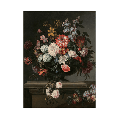 Vase de fleurs et fruits sur un entablement, Jean-Baptiste Monnoyer - ArtDeco Canvas