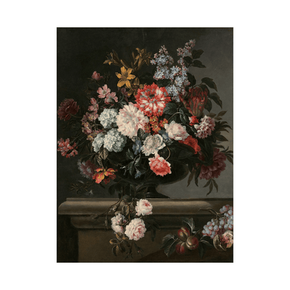 Vase de fleurs et fruits sur un entablement, Jean-Baptiste Monnoyer - ArtDeco Canvas