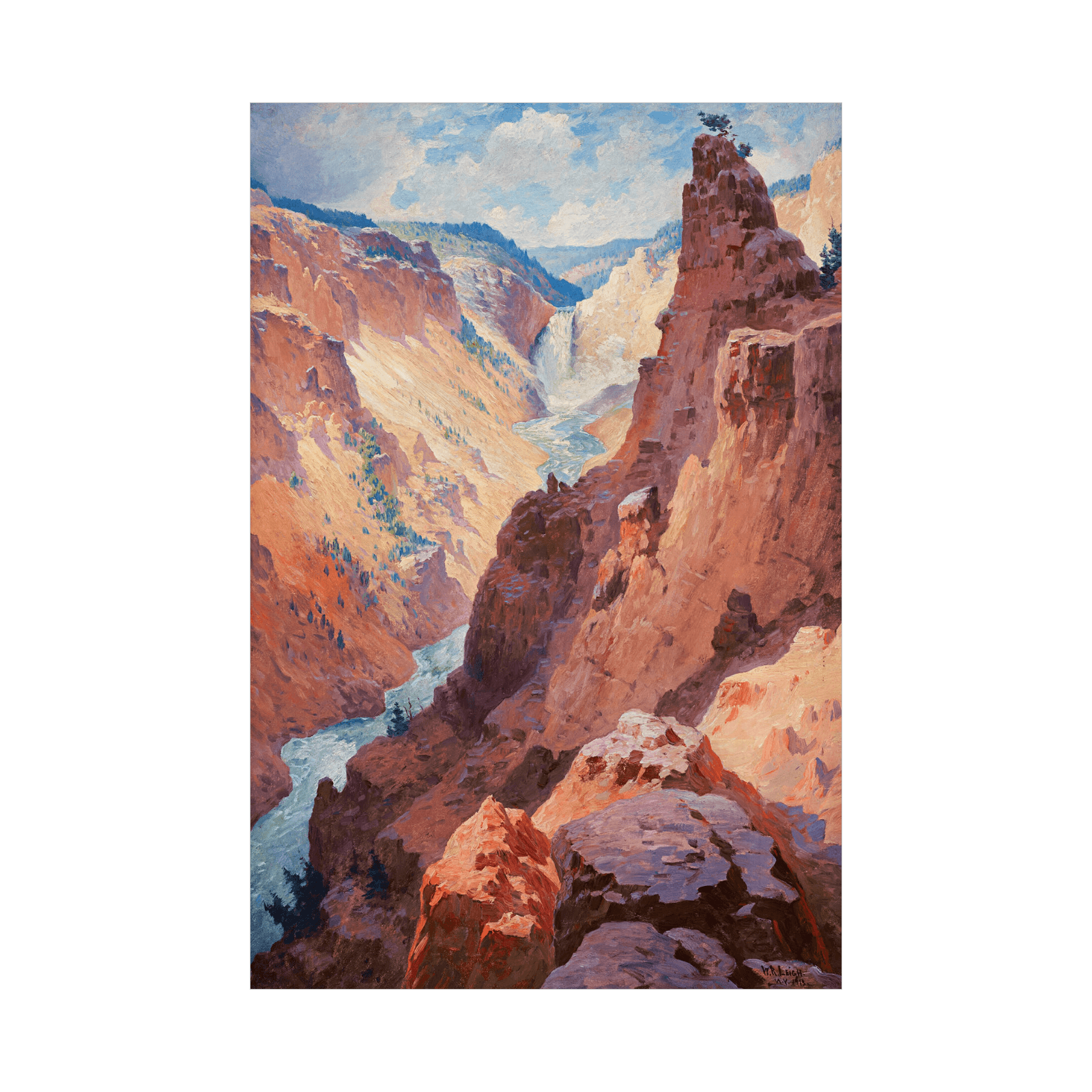 View of the Grand Canyon of the Yellowstone, William Robinson Leigh - ArtDeco Canvas