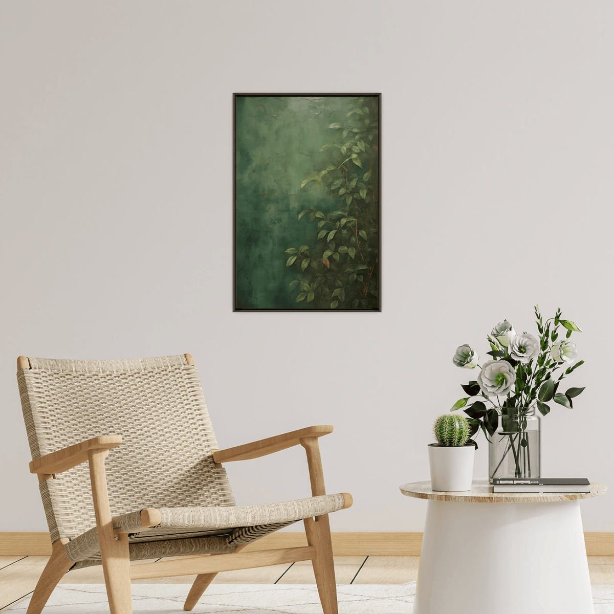 Vines on a green wall - ArtDeco Canvas