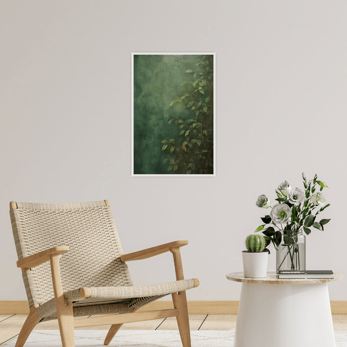 Vines on a green wall - ArtDeco Canvas