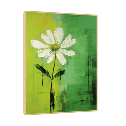 White daisy on green background