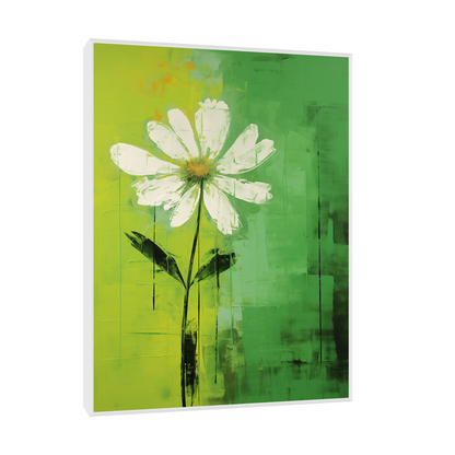 White daisy on green background