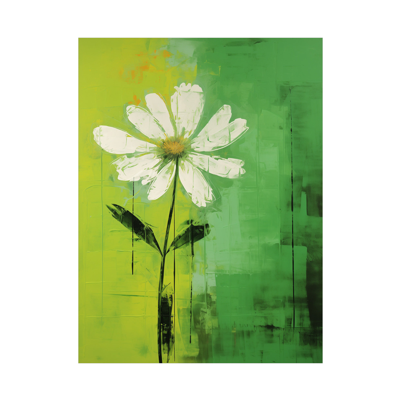 White daisy on green background