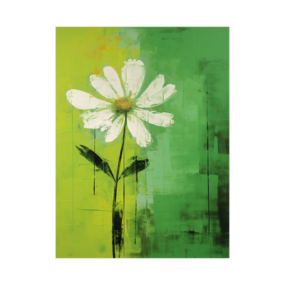 White daisy on green background