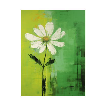 White daisy on green background