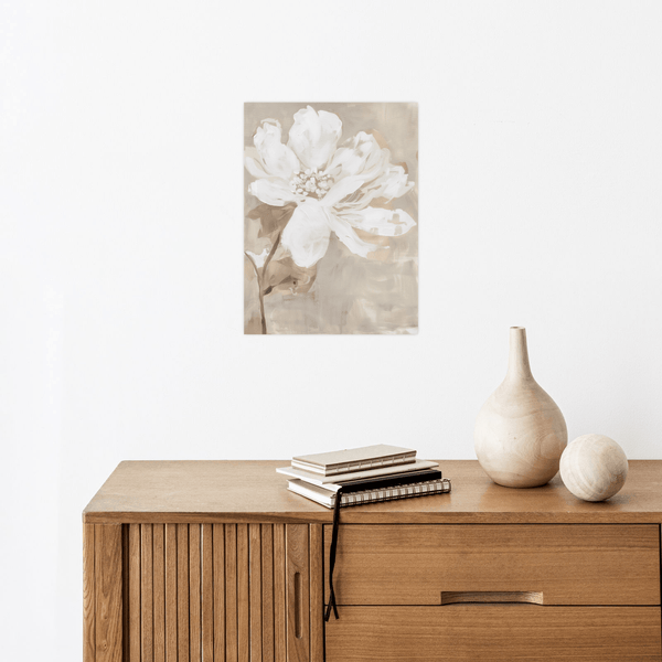 White flower on beige - ArtDeco Canvas