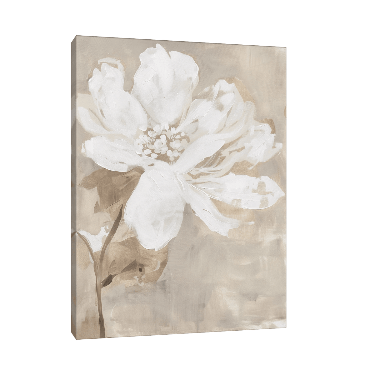 White flower on beige - ArtDeco Canvas