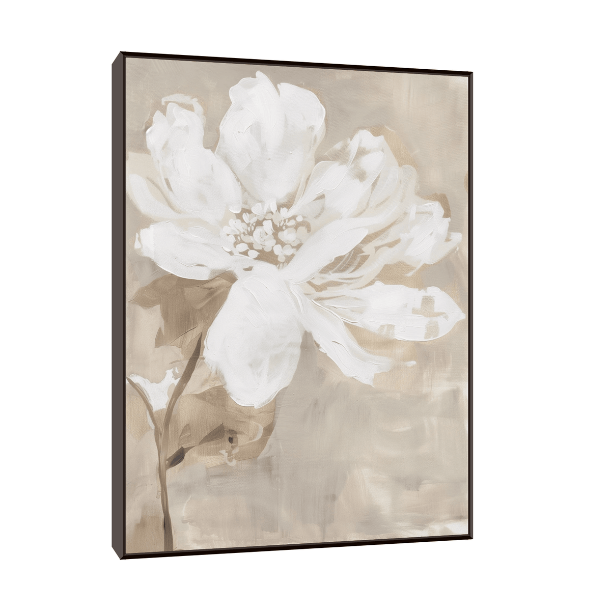 White flower on beige - ArtDeco Canvas