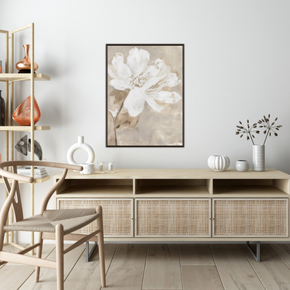 White flower on beige