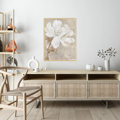 White flower on beige