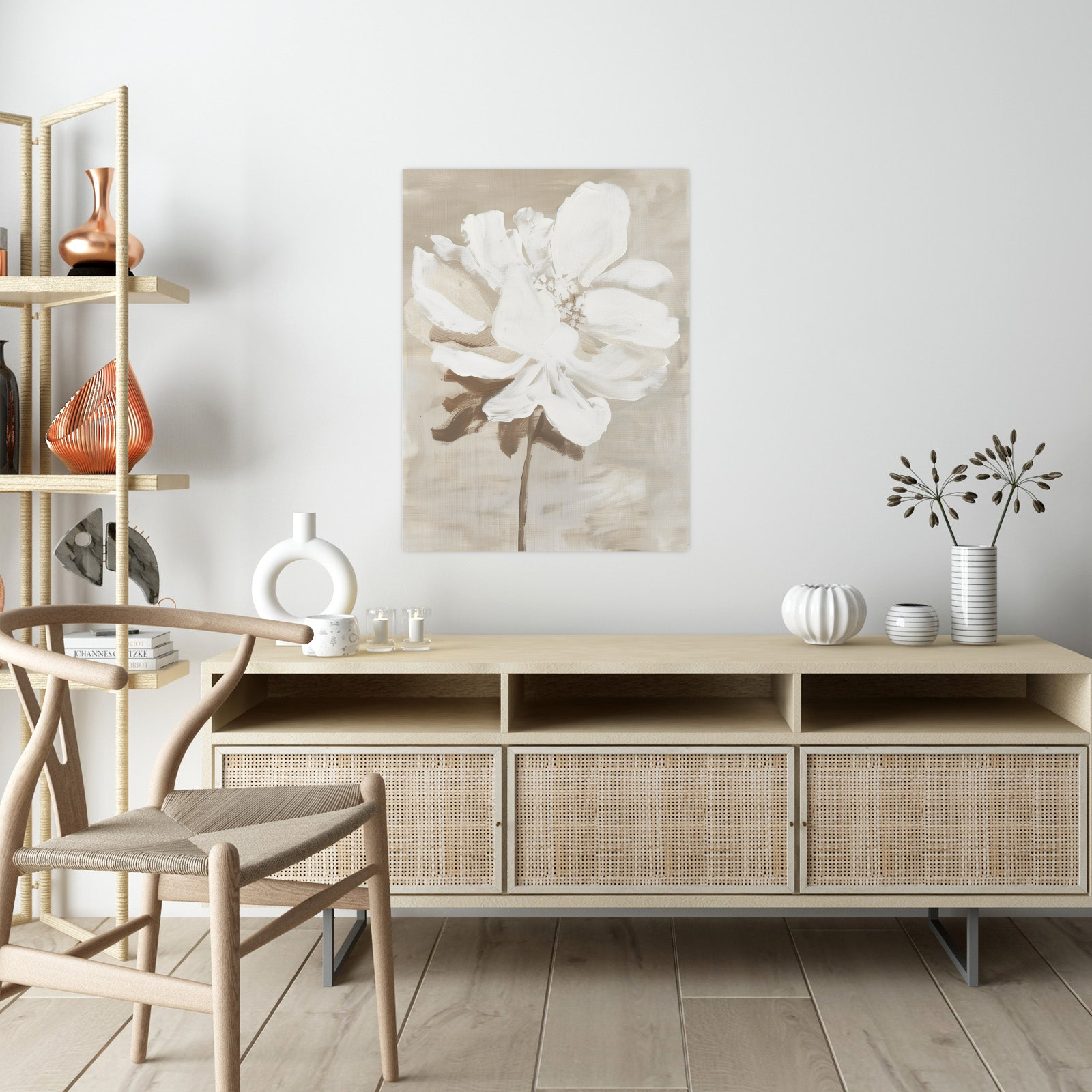 White flower on beige II