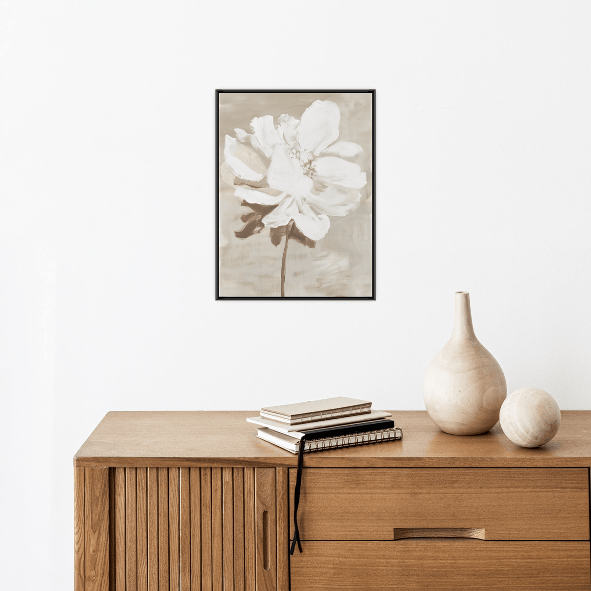 White flower on beige ll - ArtDeco Canvas