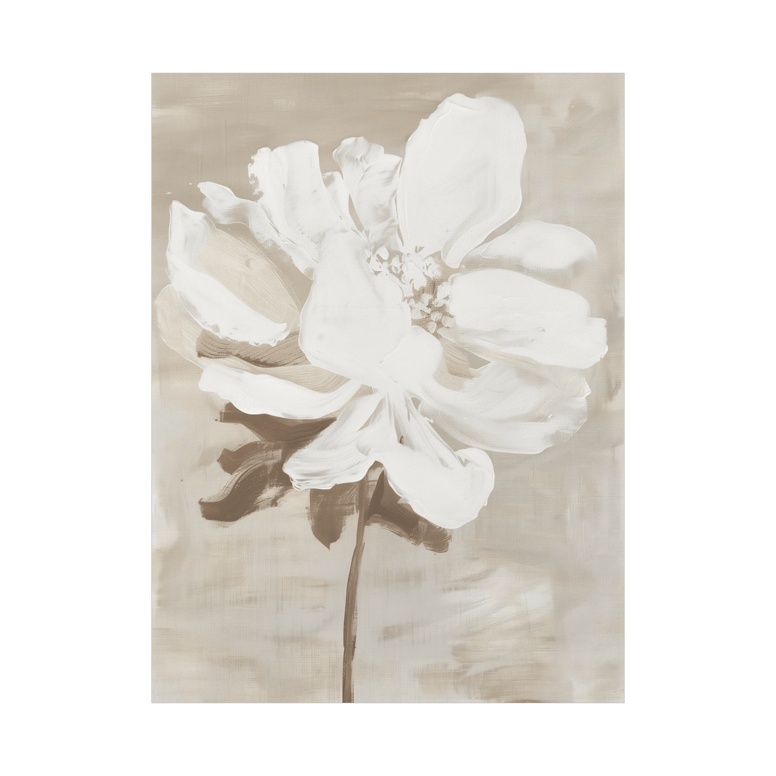 White flower on beige ll - ArtDeco Canvas