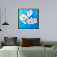 White flower on blue - ArtDeco Canvas