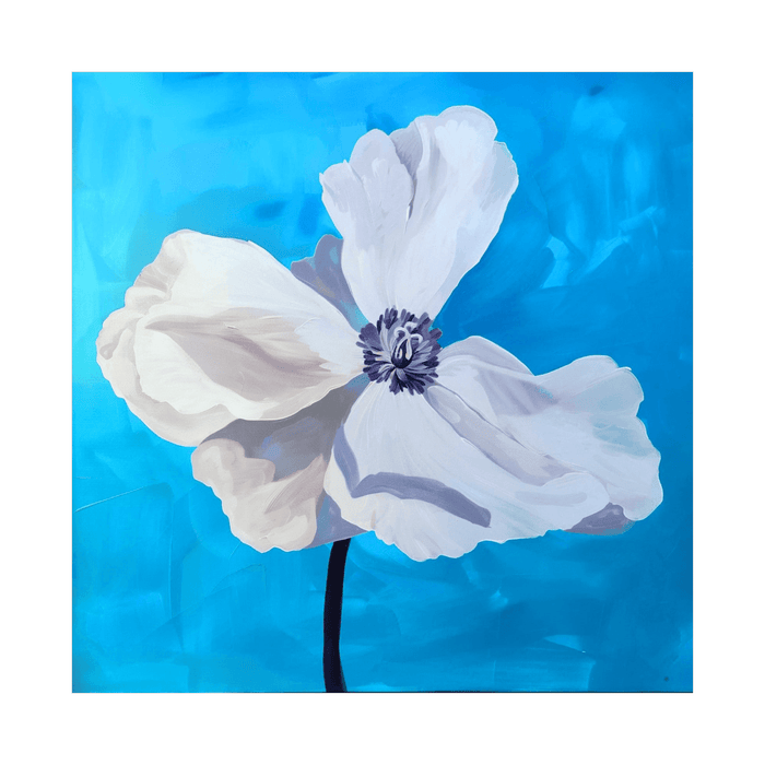 White flower on blue - ArtDeco Canvas