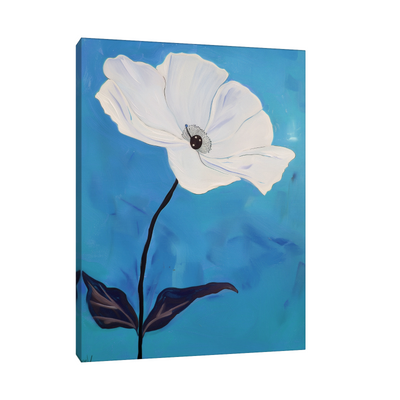 White flower on blue II