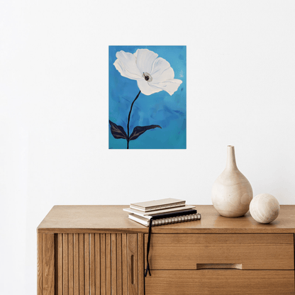 White flower on blue ll - ArtDeco Canvas