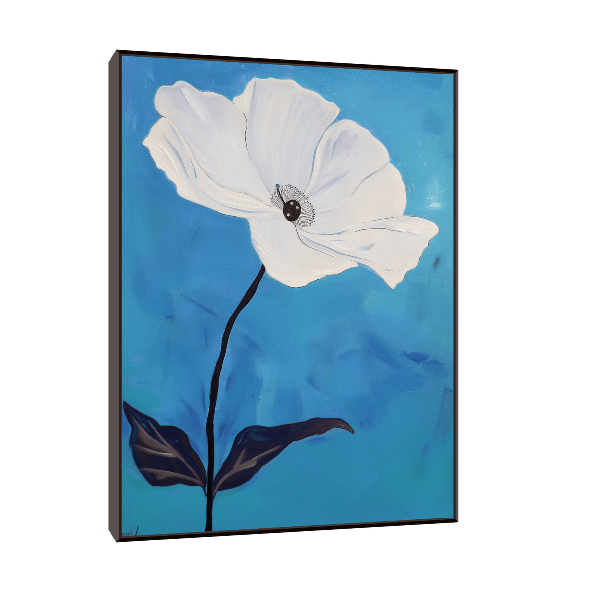 White flower on blue ll - ArtDeco Canvas