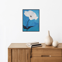 White flower on blue ll - ArtDeco Canvas