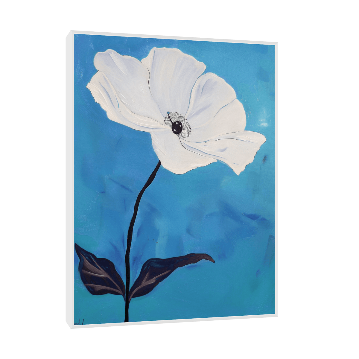 White flower on blue ll - ArtDeco Canvas