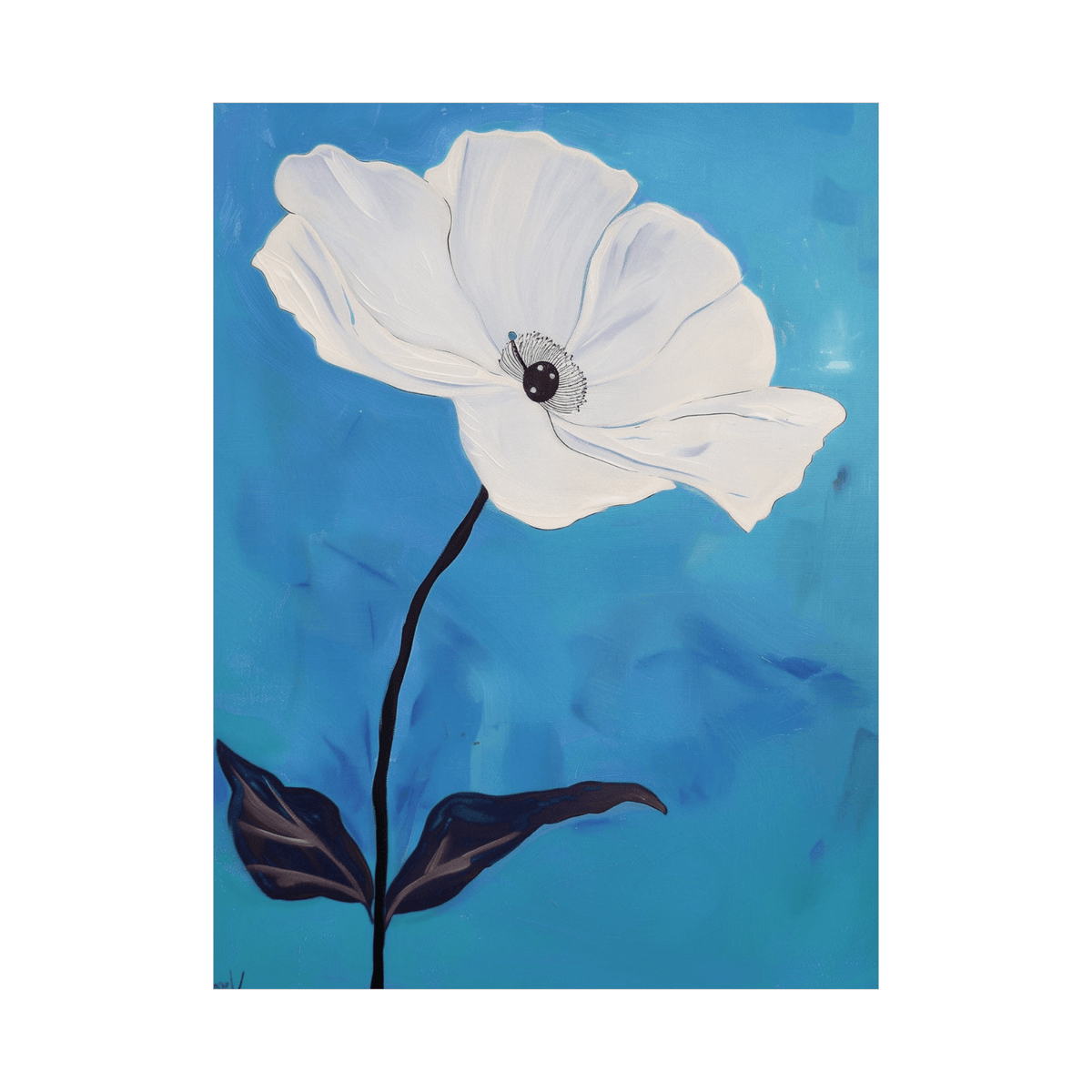 White flower on blue ll - ArtDeco Canvas