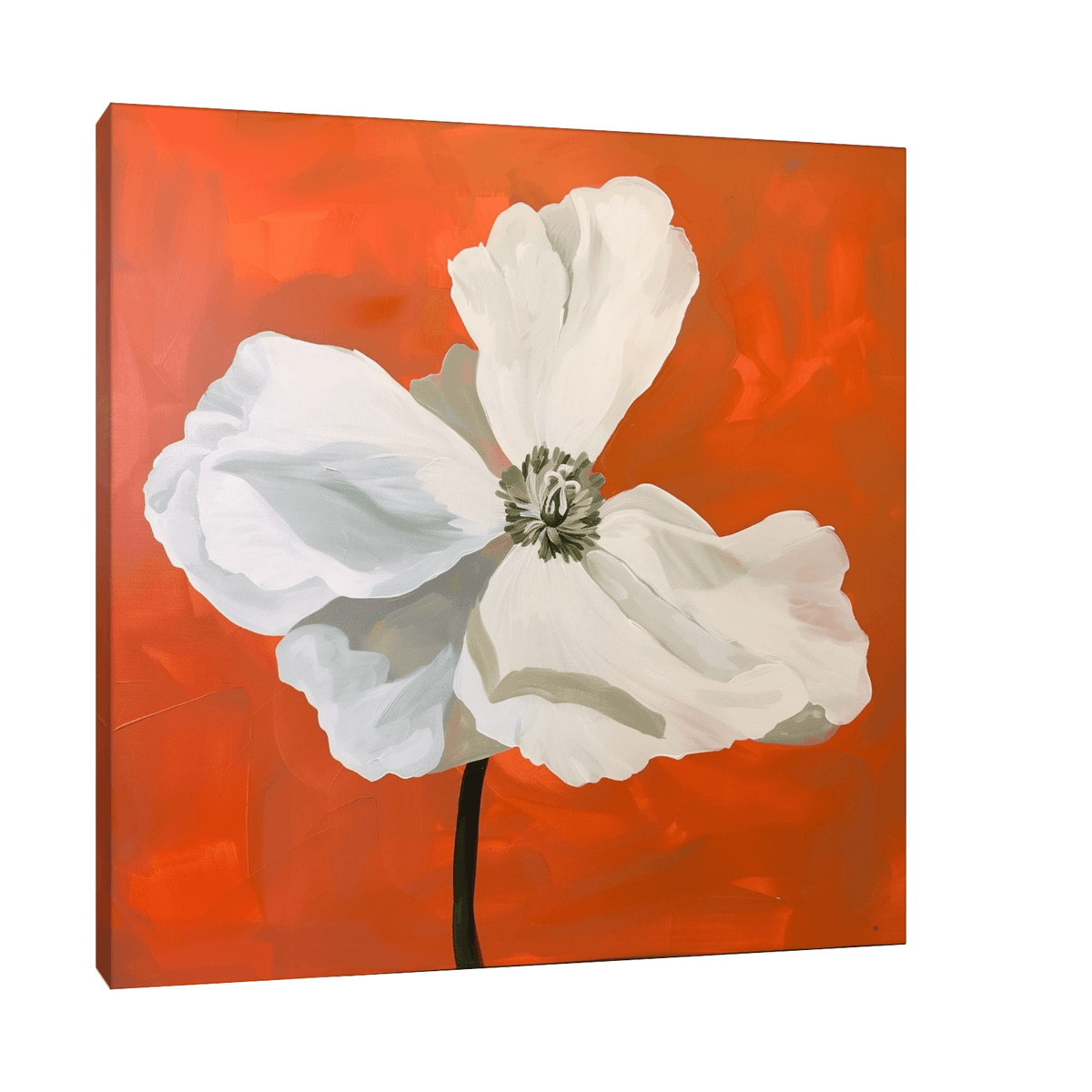 White flower on orange - ArtDeco Canvas