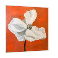 White flower on orange - ArtDeco Canvas