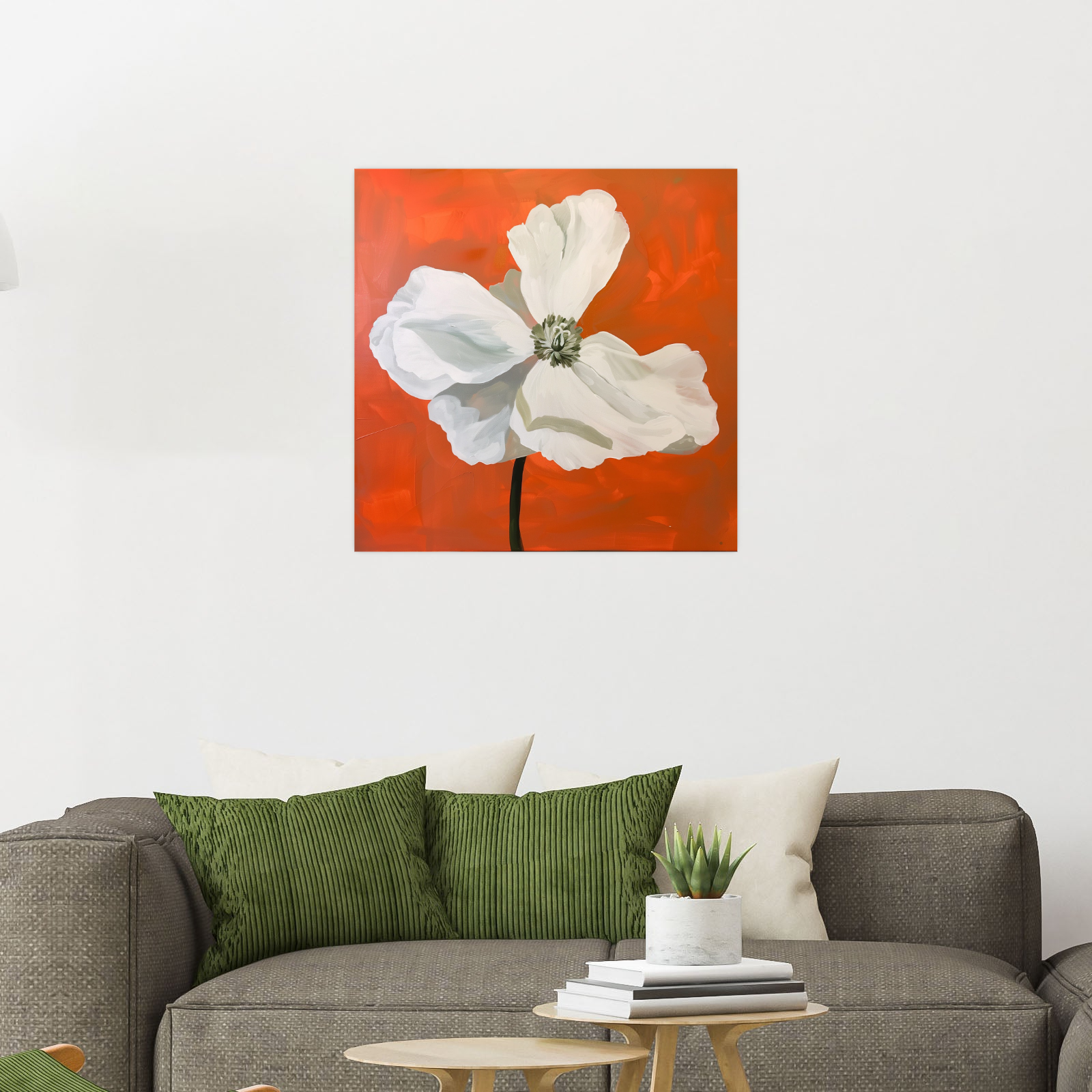 White flower on orange
