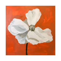 White flower on orange - ArtDeco Canvas