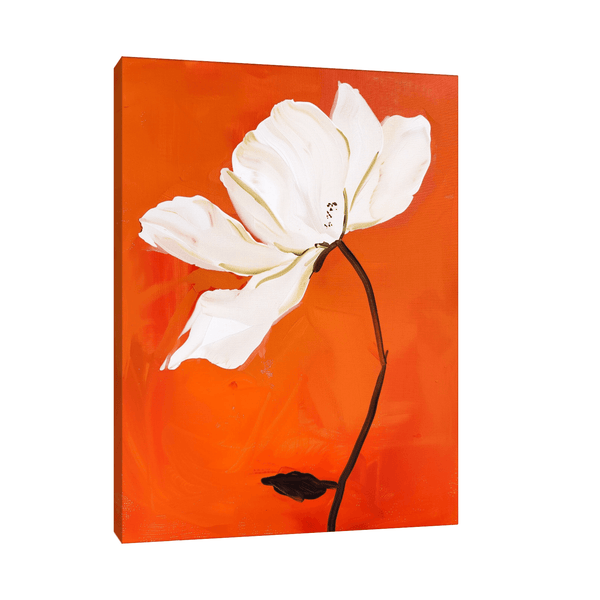 White flower on orange ll - ArtDeco Canvas